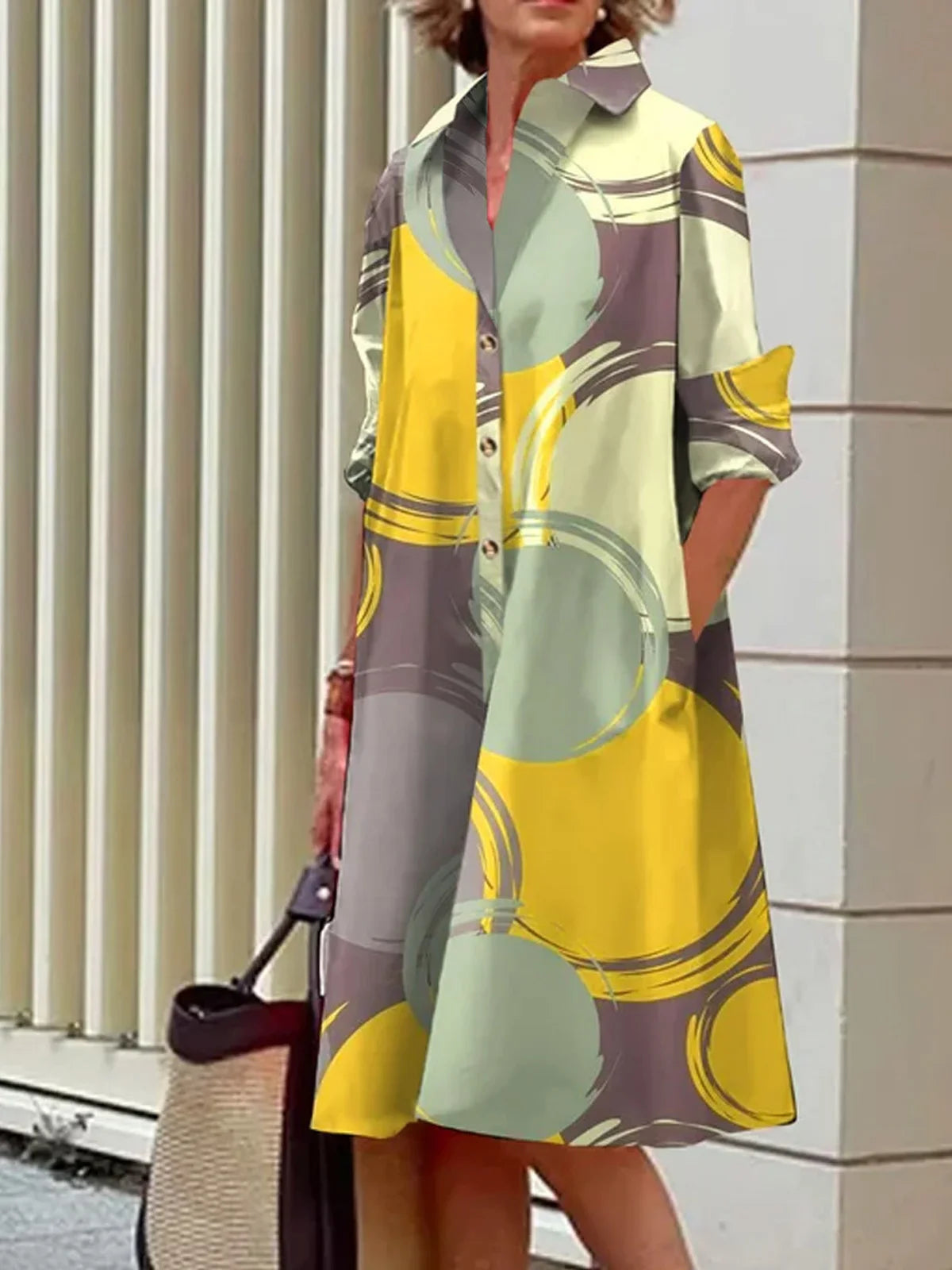 Vestido Camisa De Bolinhas Abstratas Urbanas P