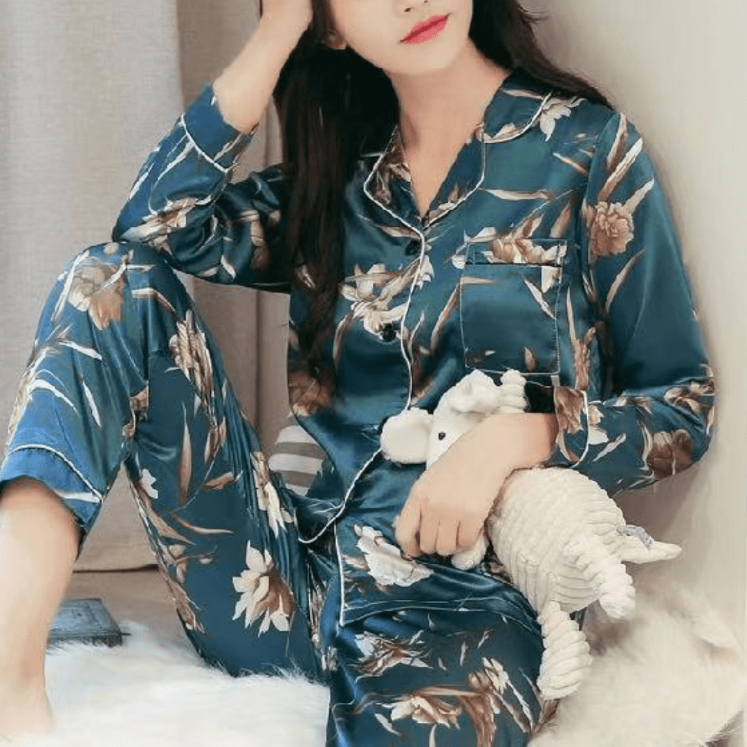 Pijama De Luxo - Toque Seda Pinho Verde / P Feminino