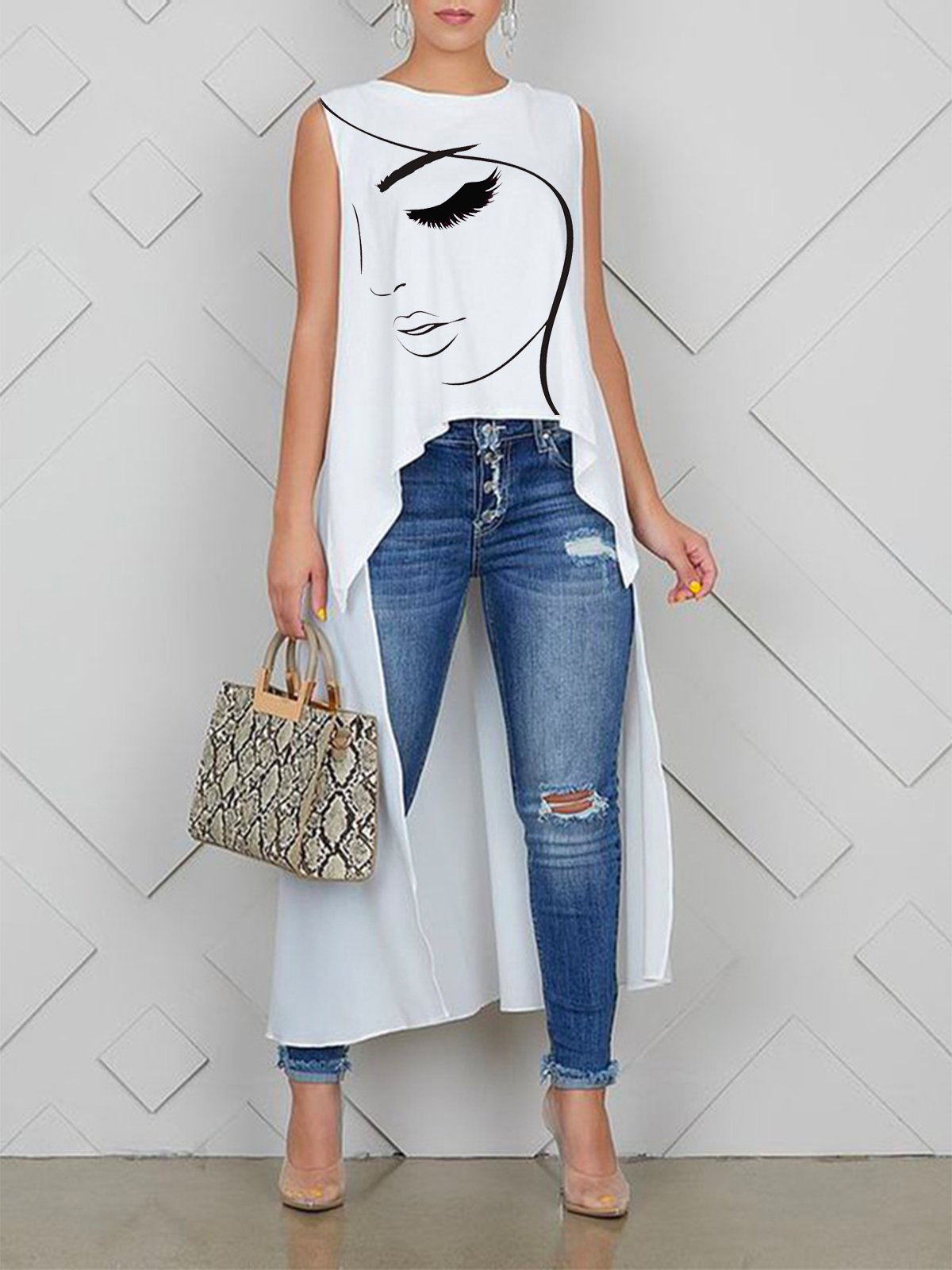 Camisa Solta Abstrata Yolanda Rosto / P