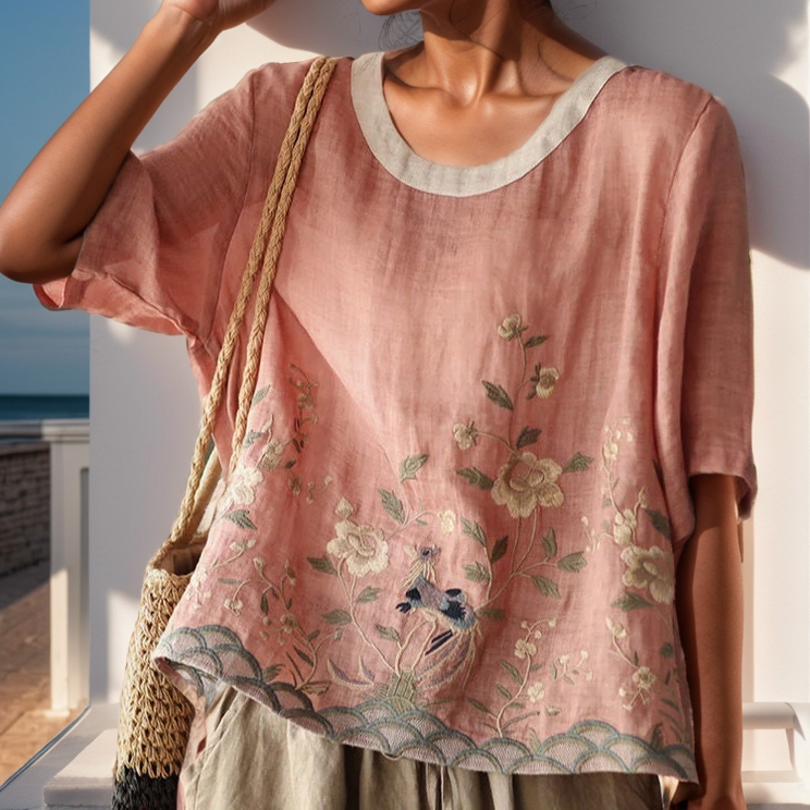 Camisa Com Bordado Floral Jacobina