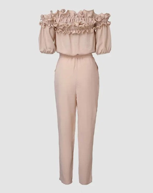 Macacão Ombro A Com Babado E Bainha Amarrada