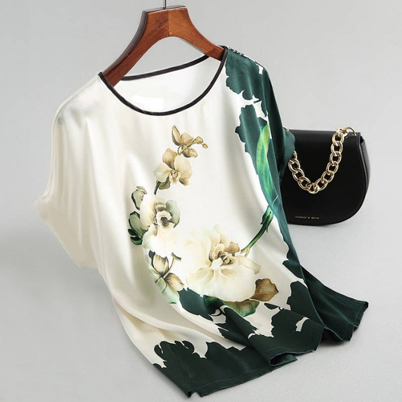 Camisa De Seda Floral Grace 1 / M Feminina