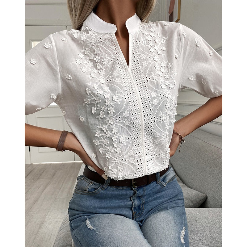 Camisa Bordada Valentina Floral Feminina