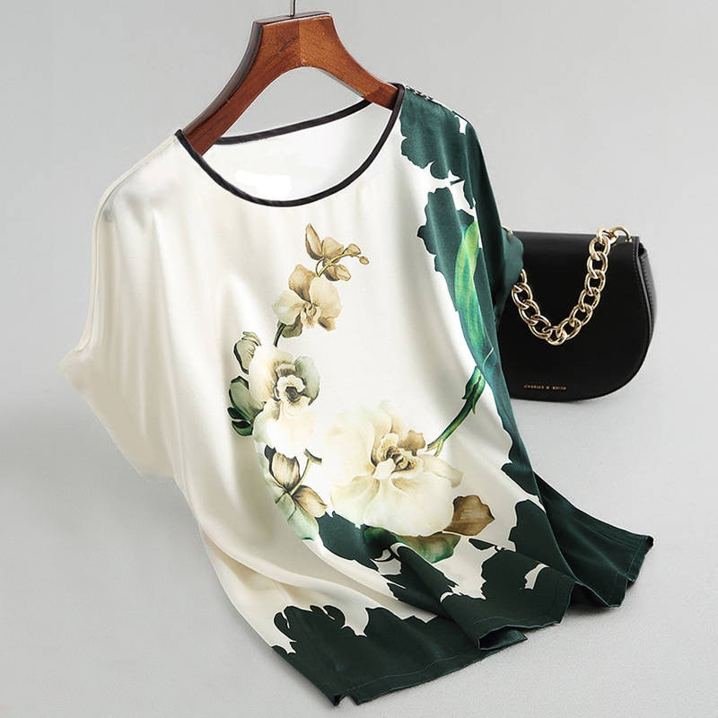 Camisa De Seda Floral Grace Feminina