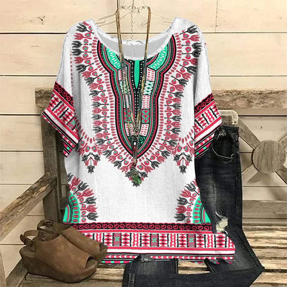 2023 New Summer 3D Flower Prin O-Neck Short Sleeve Round Neck Ladies T-Shirt Fashion Tops Casual