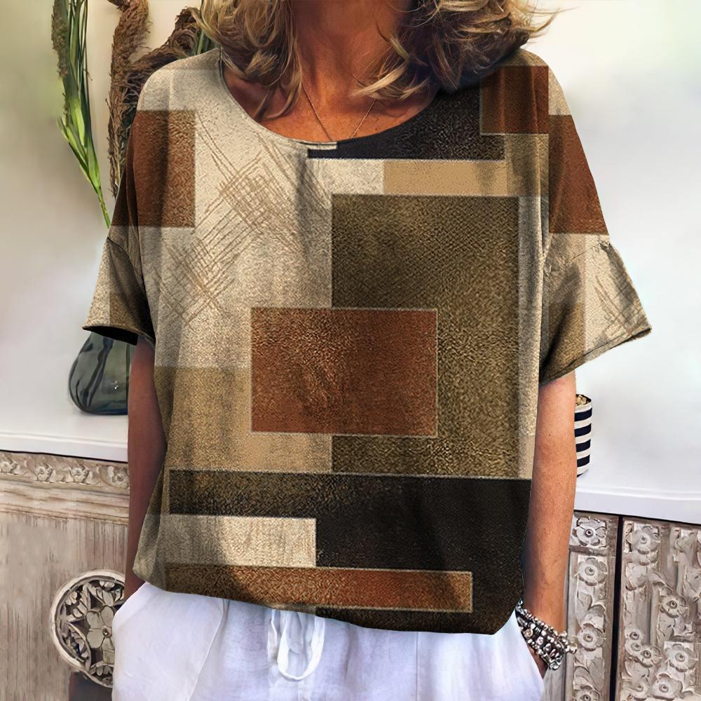 Summer Plaid T Shirt For Women O Neck Casual Sweatshirt New Tees Harajuku Clothing Loose Short