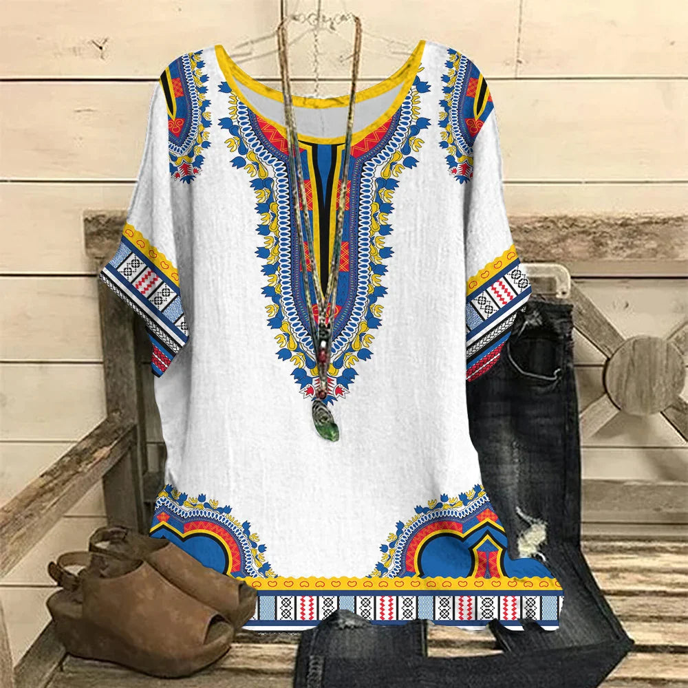 2023 New Summer 3D Flower Prin O-Neck Short Sleeve Round Neck Ladies T-Shirt Fashion Tops Casual