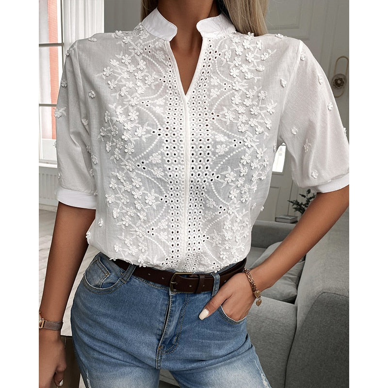Camisa Bordada Valentina Floral Feminina