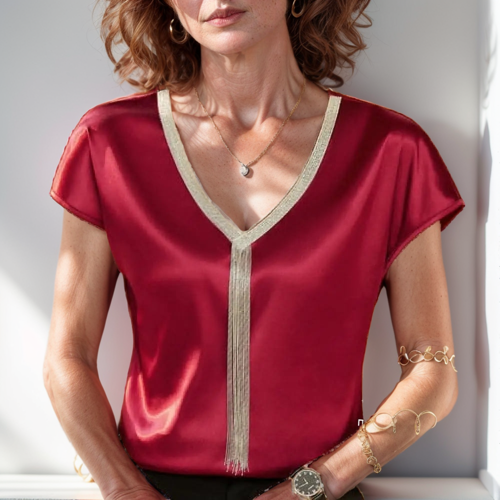 Camisa De Seda Atenas Vermelha / M Feminina