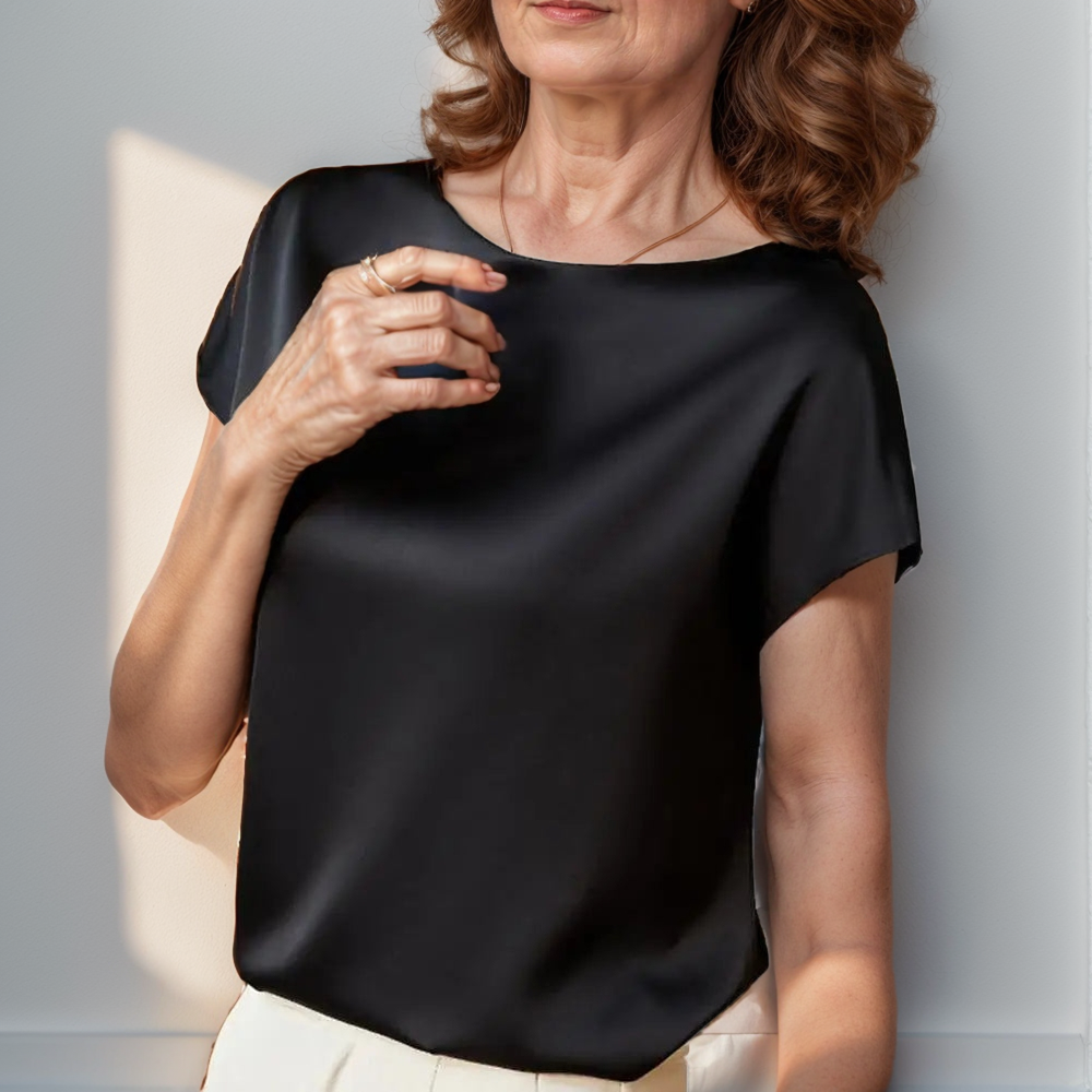 Camisa De Seda Jaine Preta / P Camisa Social 10