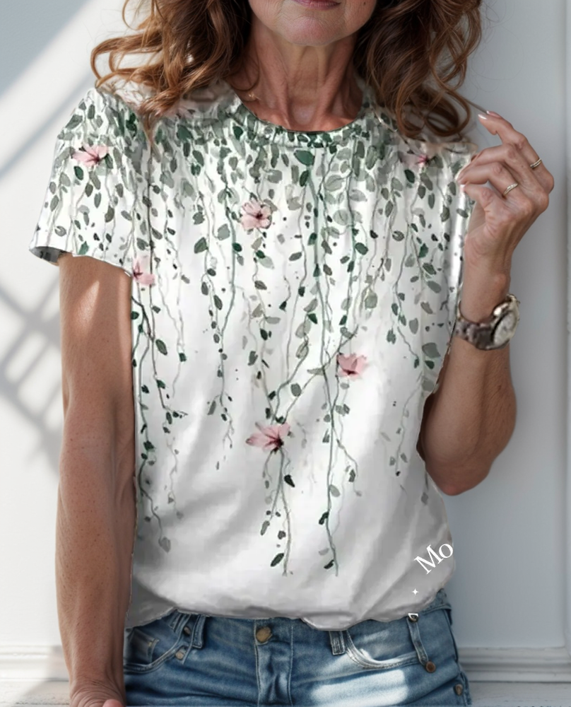 Camisa Florida Aurora Verde E Branca / Pp