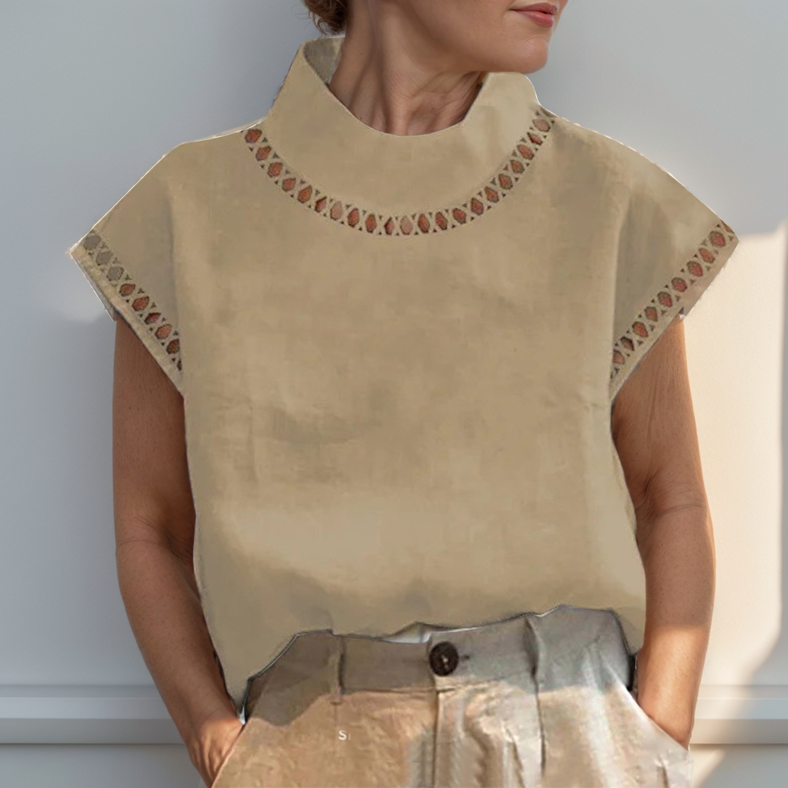 Camisa De Linho Louise Bege / P