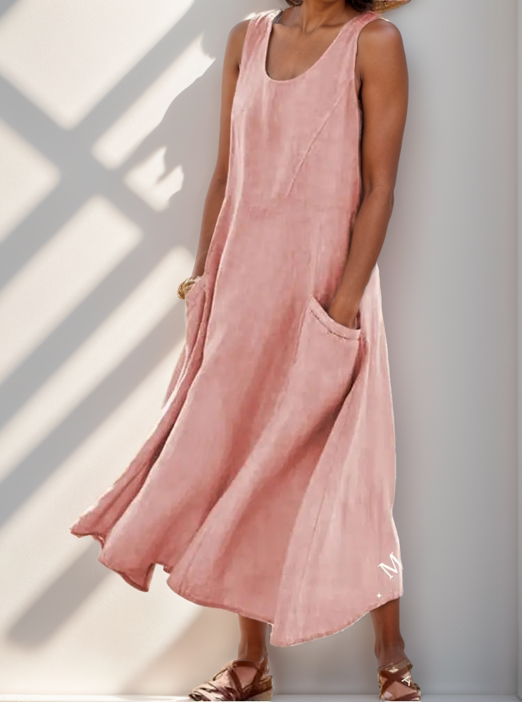 Vestido De Linho Elis Rosa / P Vestido 07