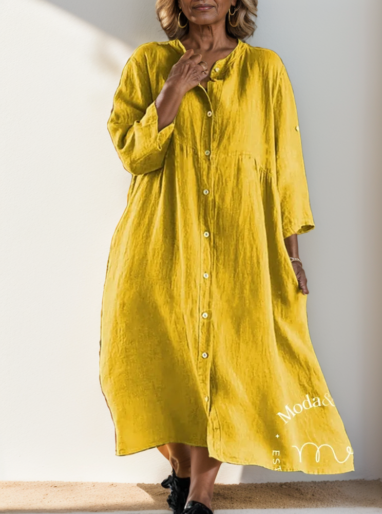 Vestido De Linho Seul Amarelo / P