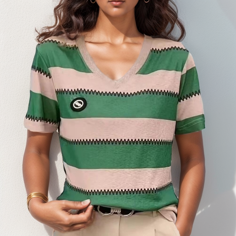 Camisa Listrada Hortência Verde / Pp