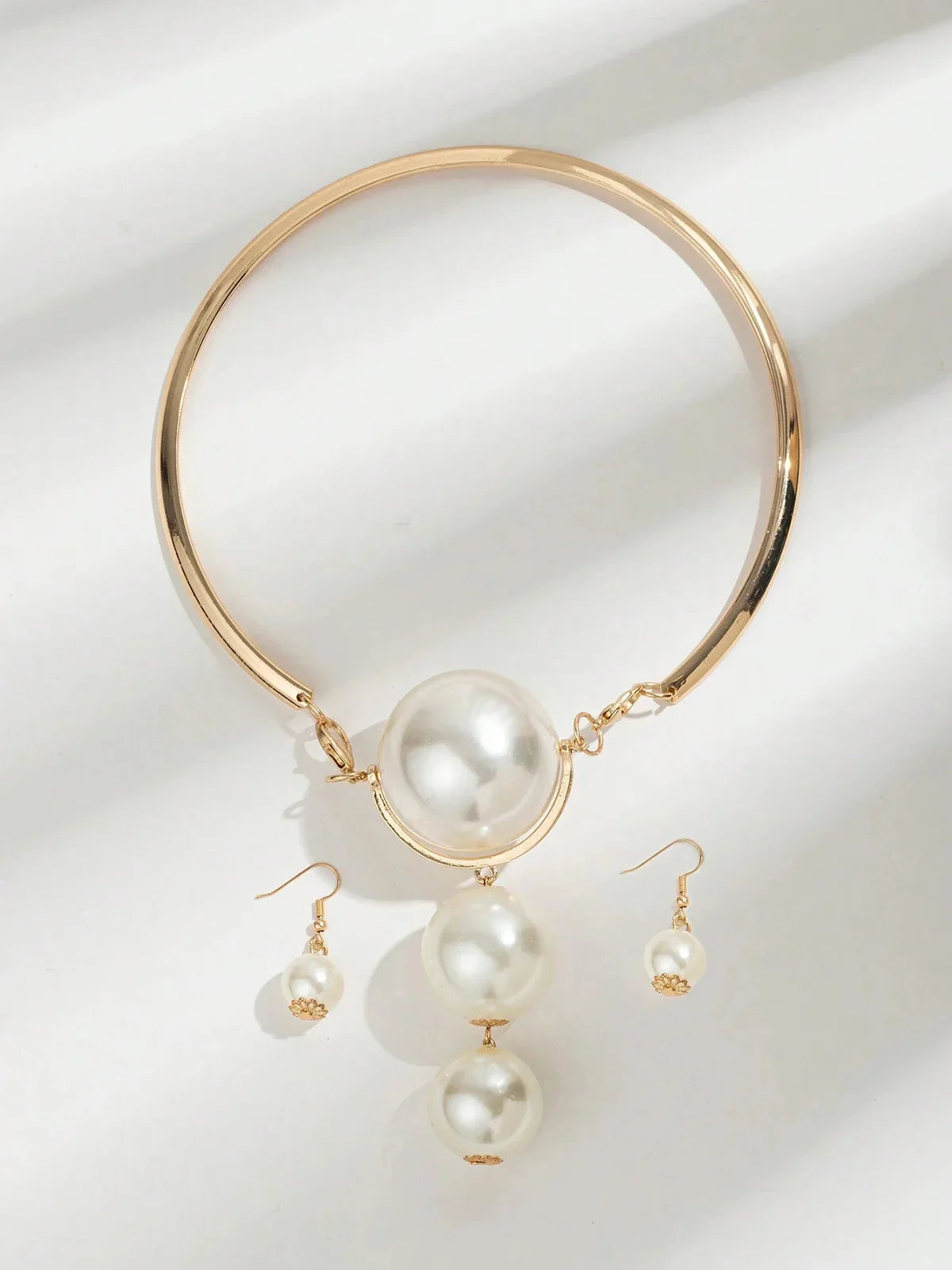 Conjunto De Joias Festa Pérolas Artificiais Exageradas