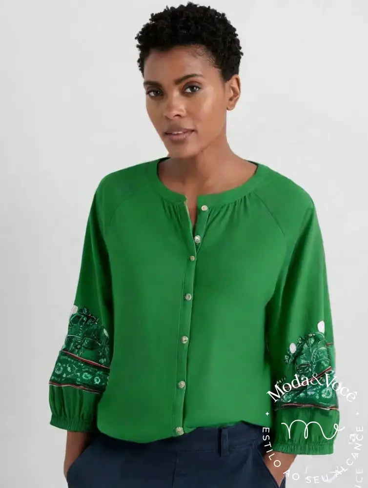 Camisa De Linho E Com Bordado Elisa Branca / M