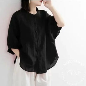 Puff Sleeve Summer Linen Shirts Women Loose Vintage Tops Blouse Casual Big Size Women’s Clothing