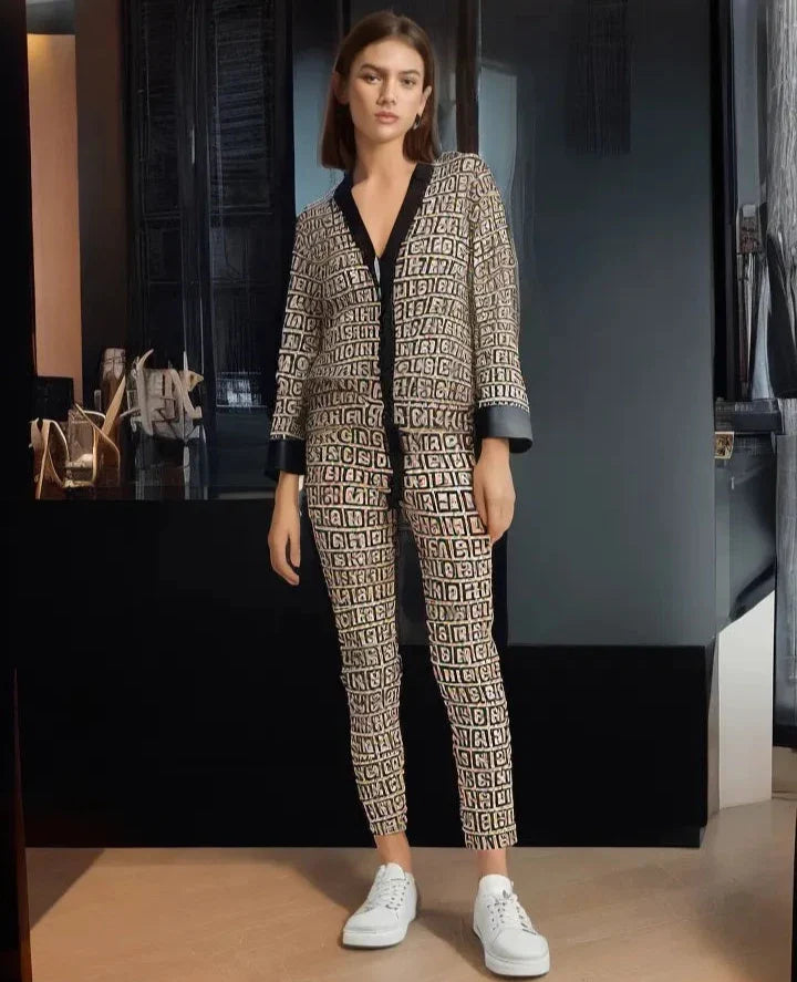 Pijama De Luxo - Toque Seda Preto E Dourado / P Feminino