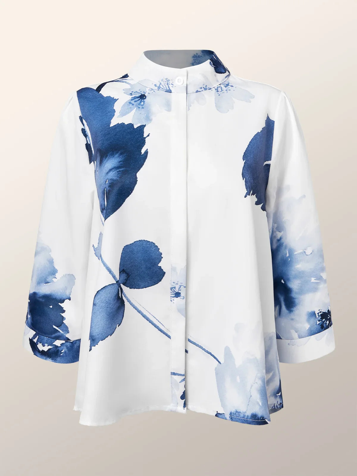 Blusa De Gola Alta Com Estampa Urbana Floral