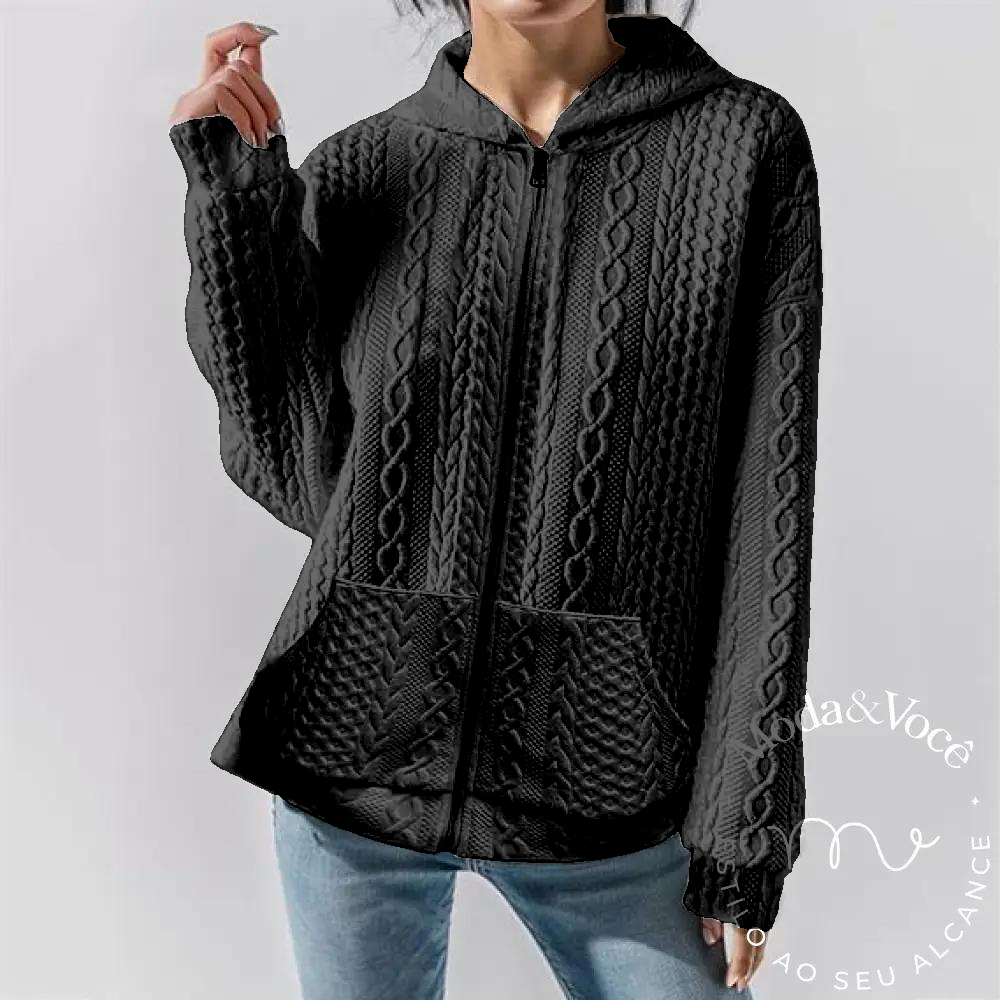 Casaco Com Capuz Maria Lívia Preto / P