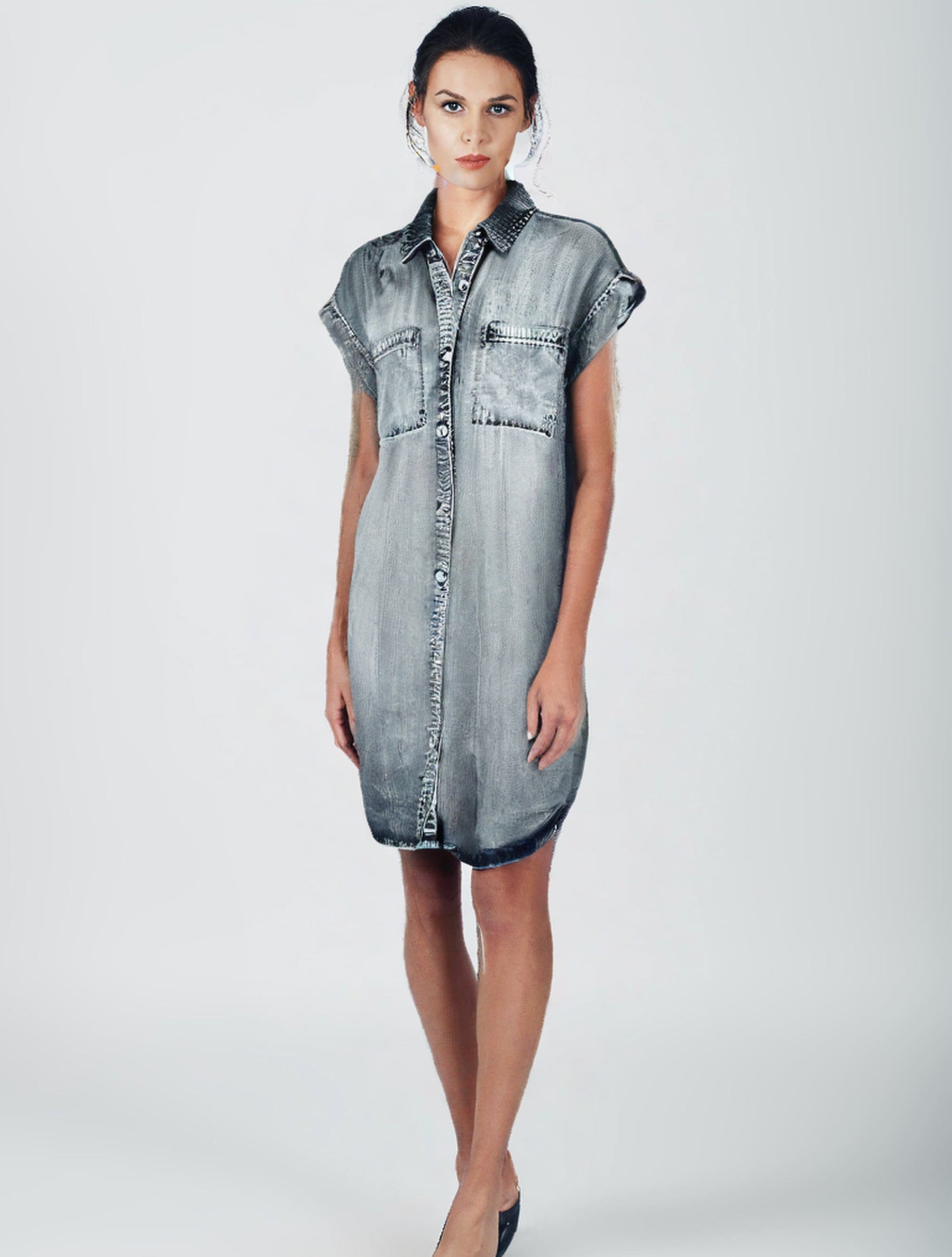 Vestido Jeans Mary Cinza / P