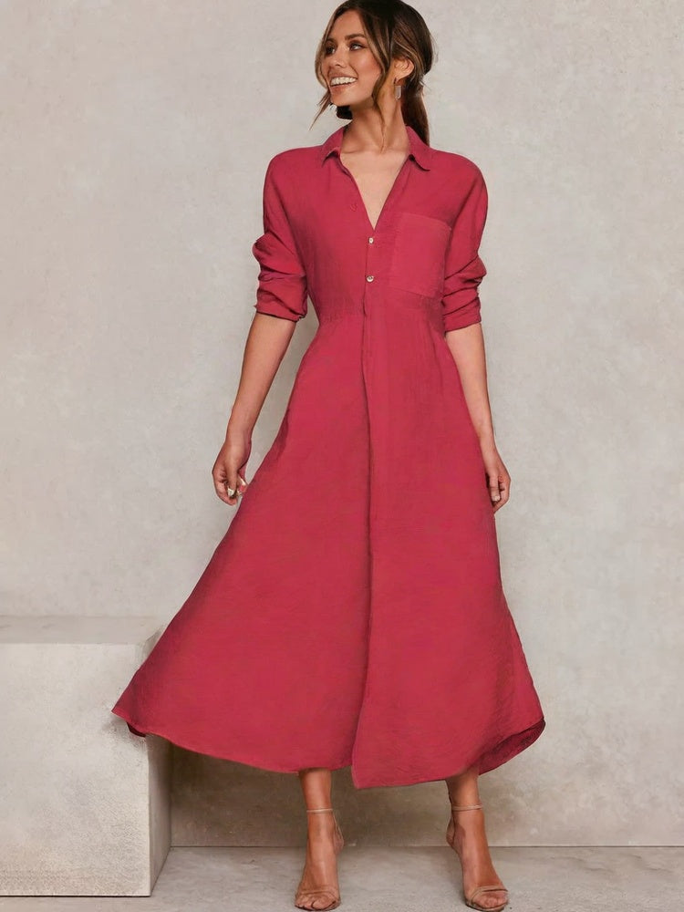 Vestido De Linho Village Vermelho / M 18