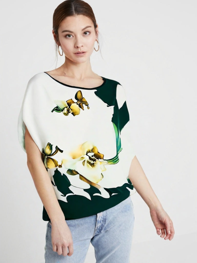 Camisa De Seda Floral Grace Feminina