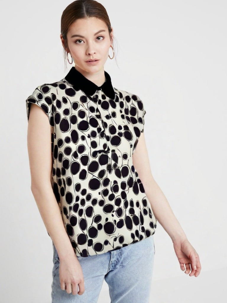 Camisa Bolinhas Florença Preta / P