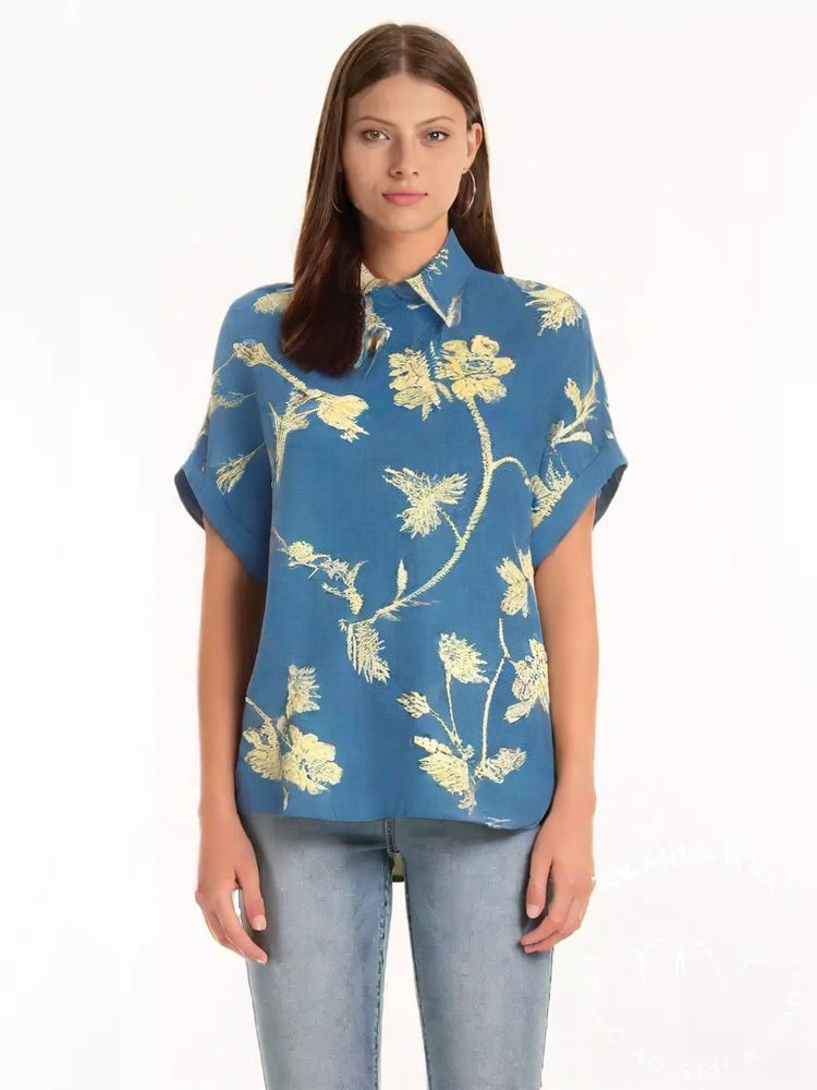 Camisa De Linho Com Bordado Floral Vintage Magda