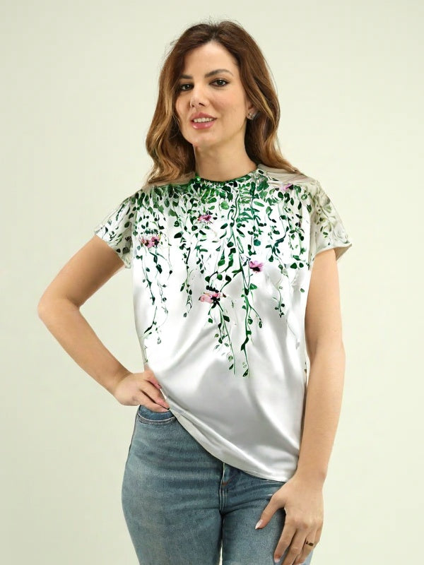 Camisa Florida Aurora Verde E Branca / Pp