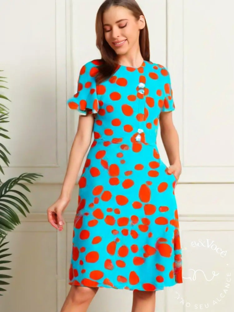 Vestido Bolinhas Sônia Azul / P