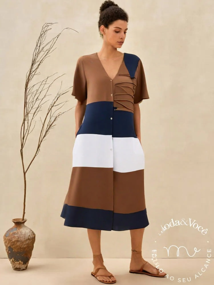 Vestido De Algodão Casual Mallorca Cáqui / P