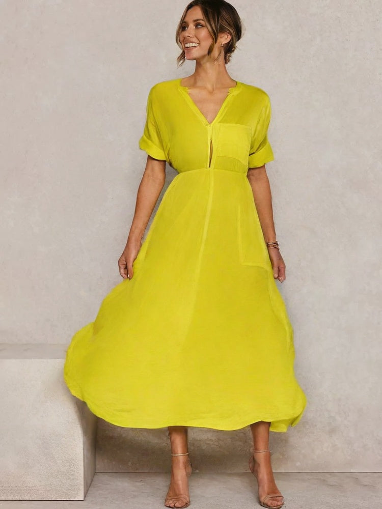 Vestido De Linho Village Amarelo / M 18