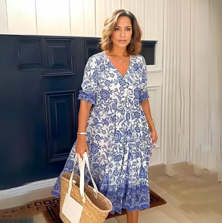 Vestido Floral Lavínia Azul / P