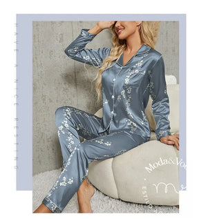 Pijama De Seda Luma Azul Claro / P