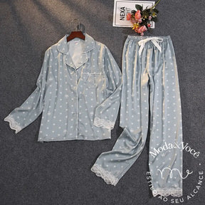 Pijama De Seda Maia Azul / P