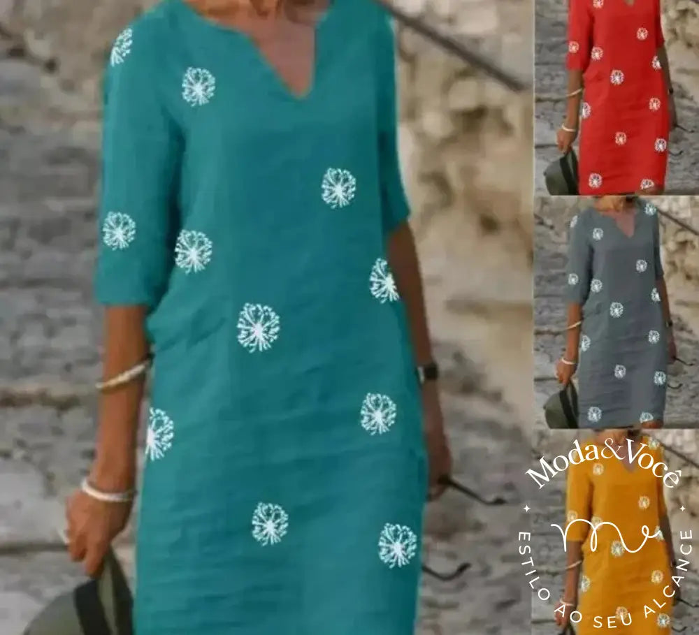 Vestido De Linho Marcela Vestuário Feminino