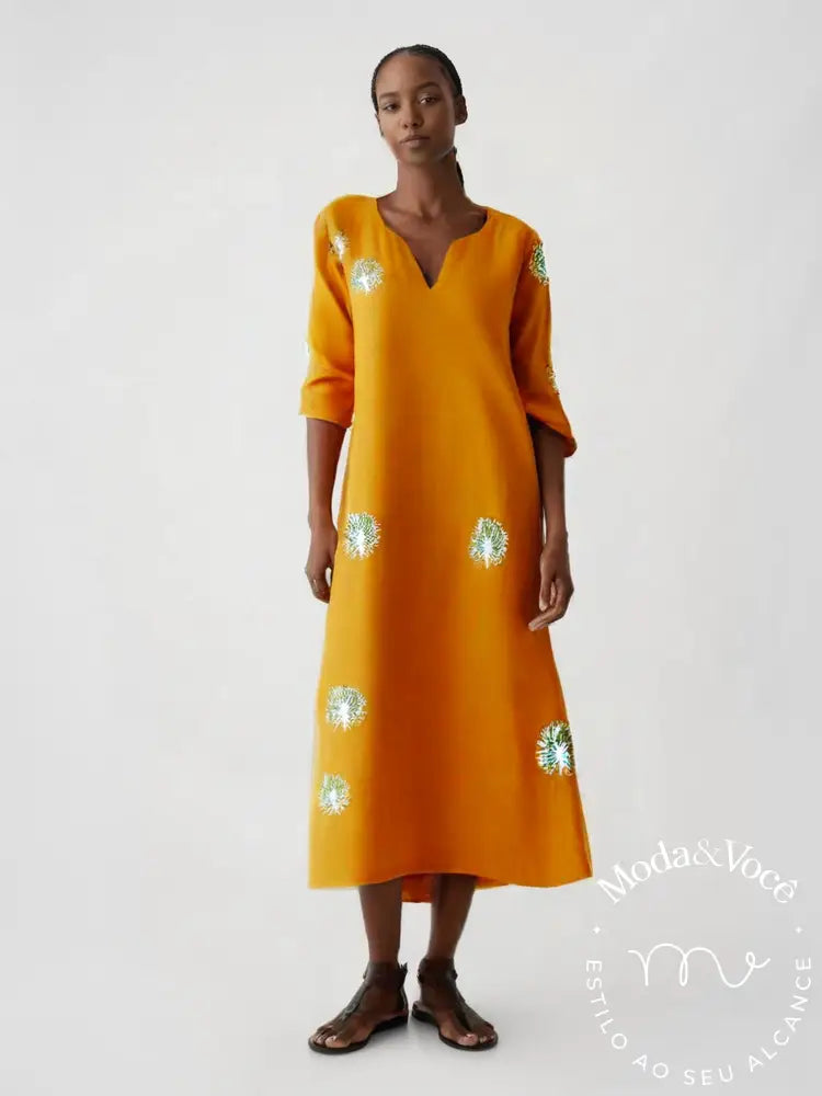 Vestido De Linho Marcela Vestuário Feminino
