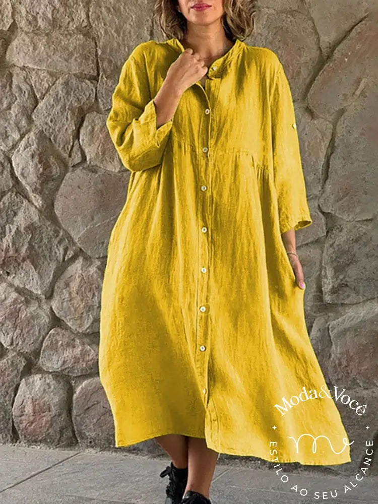 Vestido De Linho Seul Amarelo / P