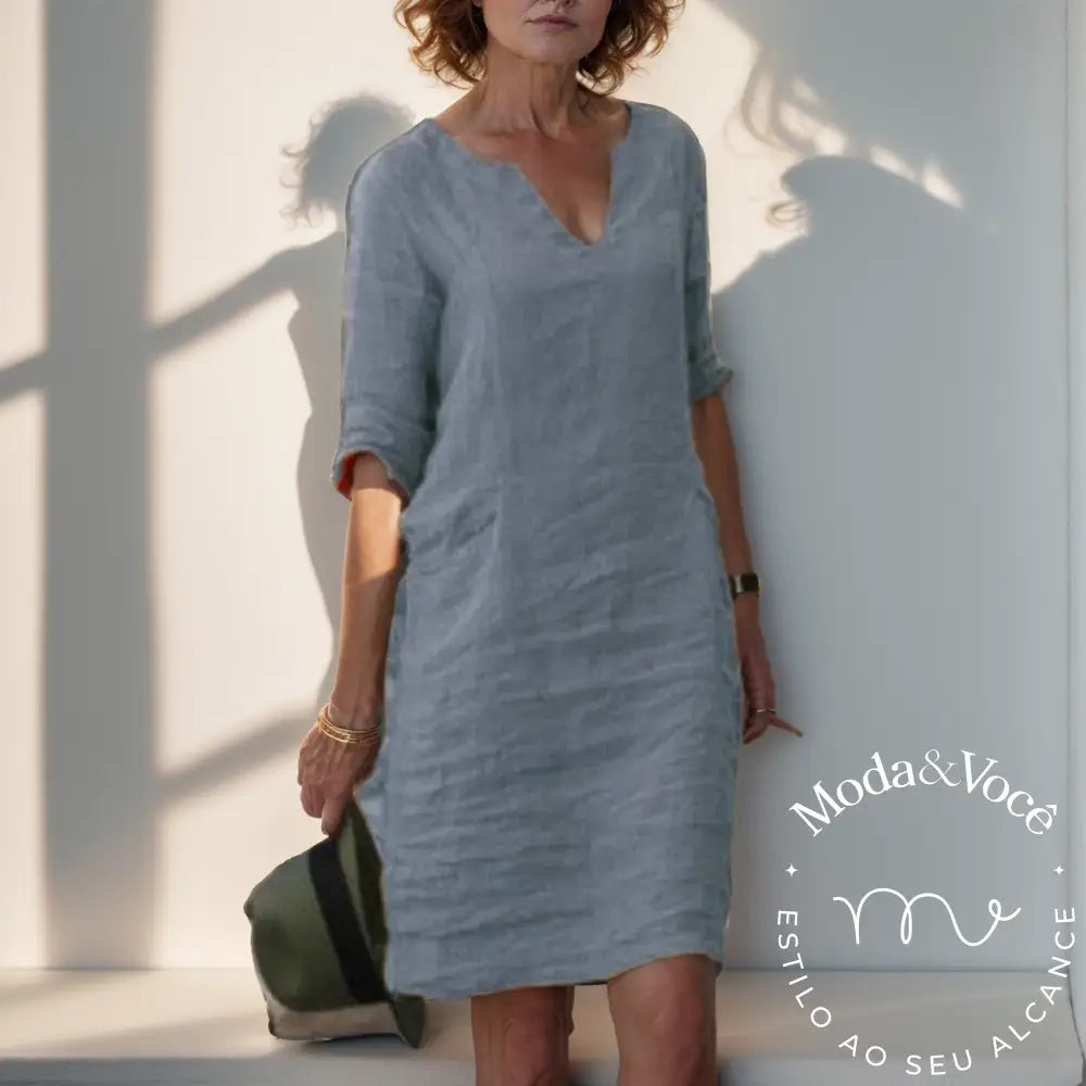 Vestido De Linho Taís Vestuário Feminino