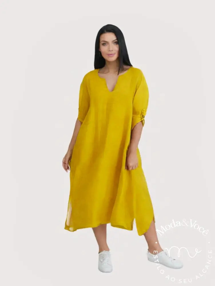 Vestido De Linho Taís Vestuário Feminino
