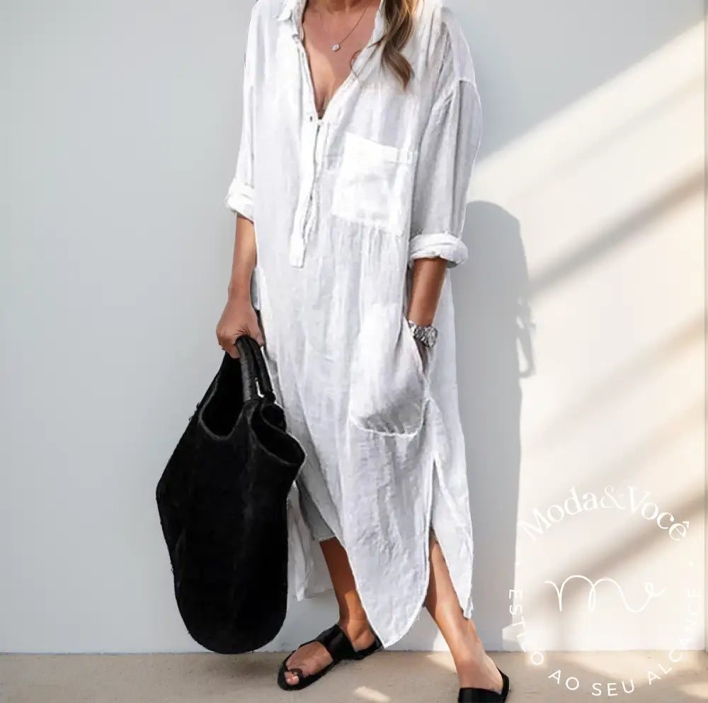 Vestido De Linho Village Branco / M 18