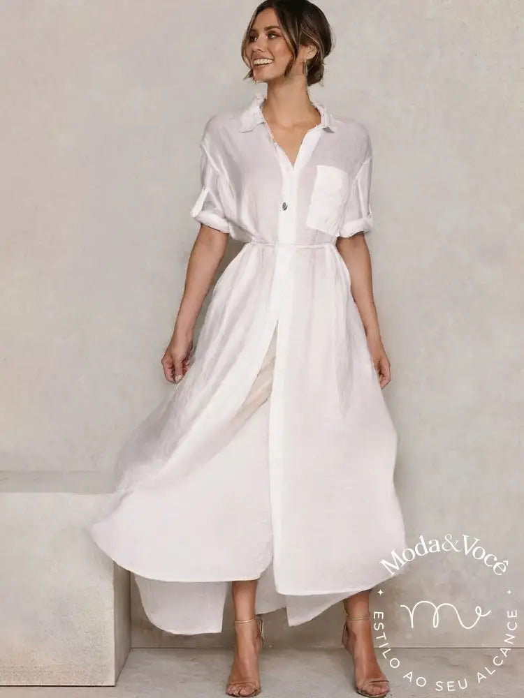 Vestido De Linho Village Branco / M 18