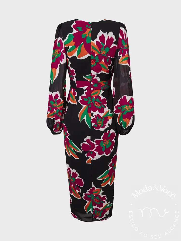 Vestido Elegante Com Decote Em V Para Convidados De Casamento