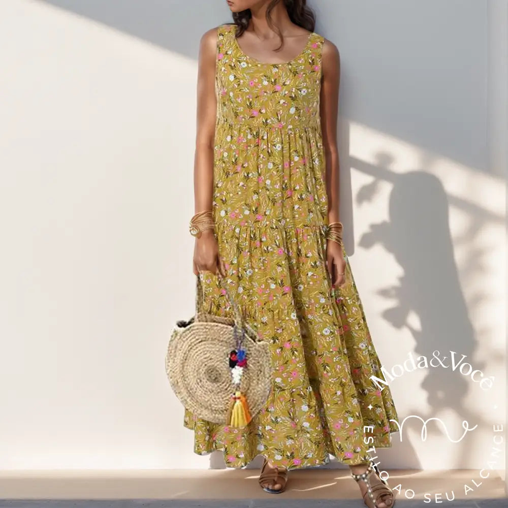 Vestido Floral Angelina Amarelo / P