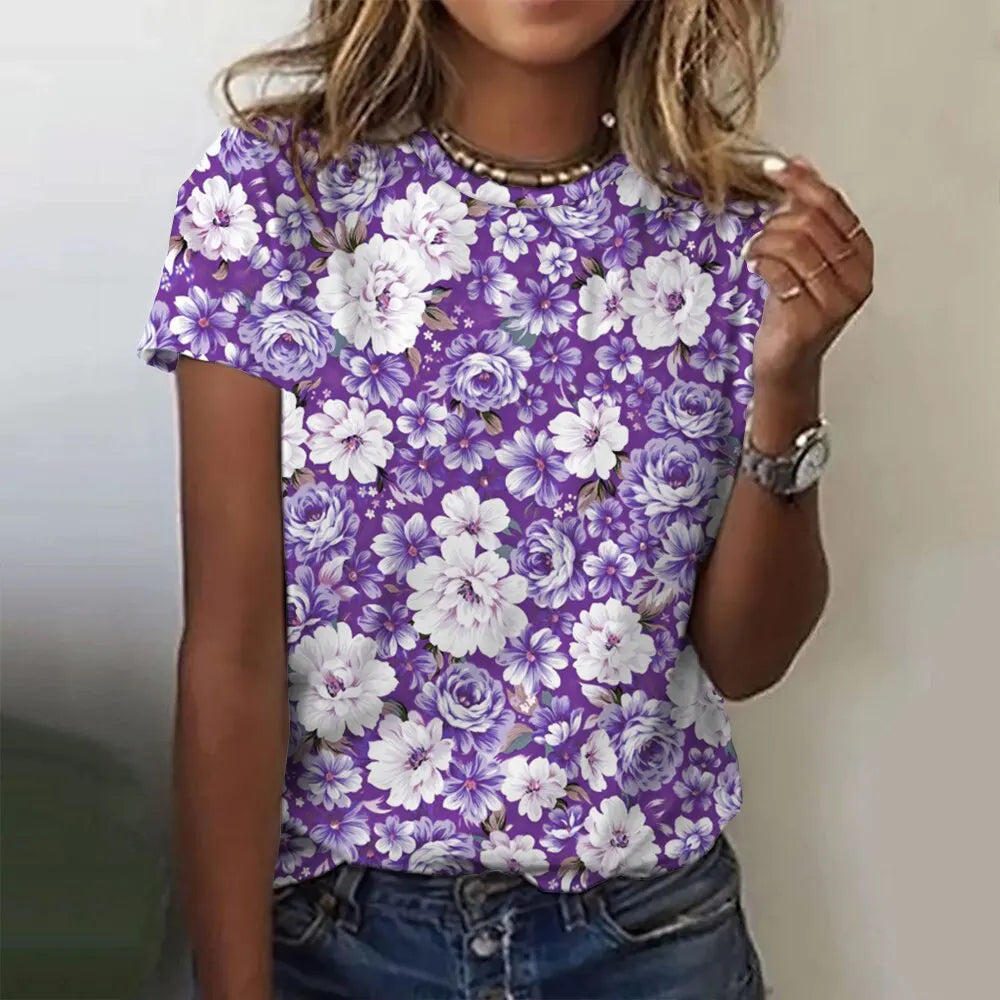 Camisa Florida Anelise Roxa / Pp