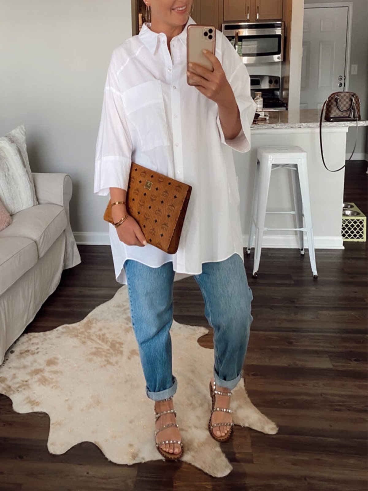 Blusa Casual Lisa Gola Camisa Solta