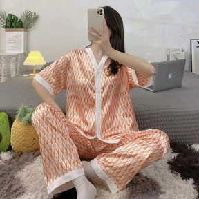 Pijama De Luxo - Toque Seda Coral Manga Curta / P Feminino
