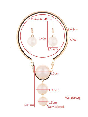 Conjunto De Joias Festa Pérolas Artificiais Exageradas